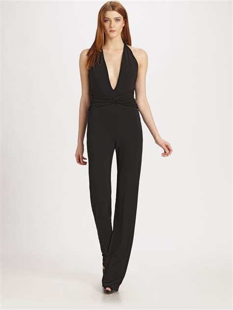 black jumpsuit michael kors|Michael Kors black jumpsuit halter.